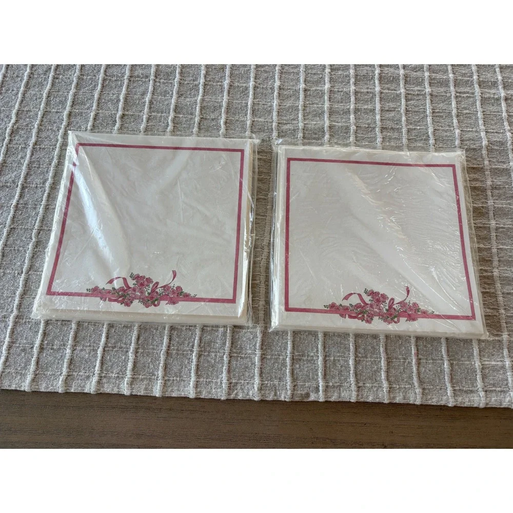 Lot of two deadstock black card plus envelopes vintage floral 30 total
